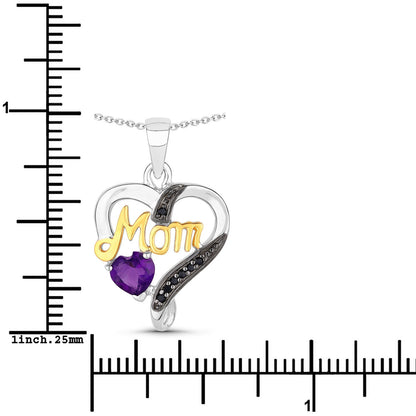 0.48 Carat Genuine Amethyst and Black Spinel .925 Sterling Silver Pendant by Bids.com