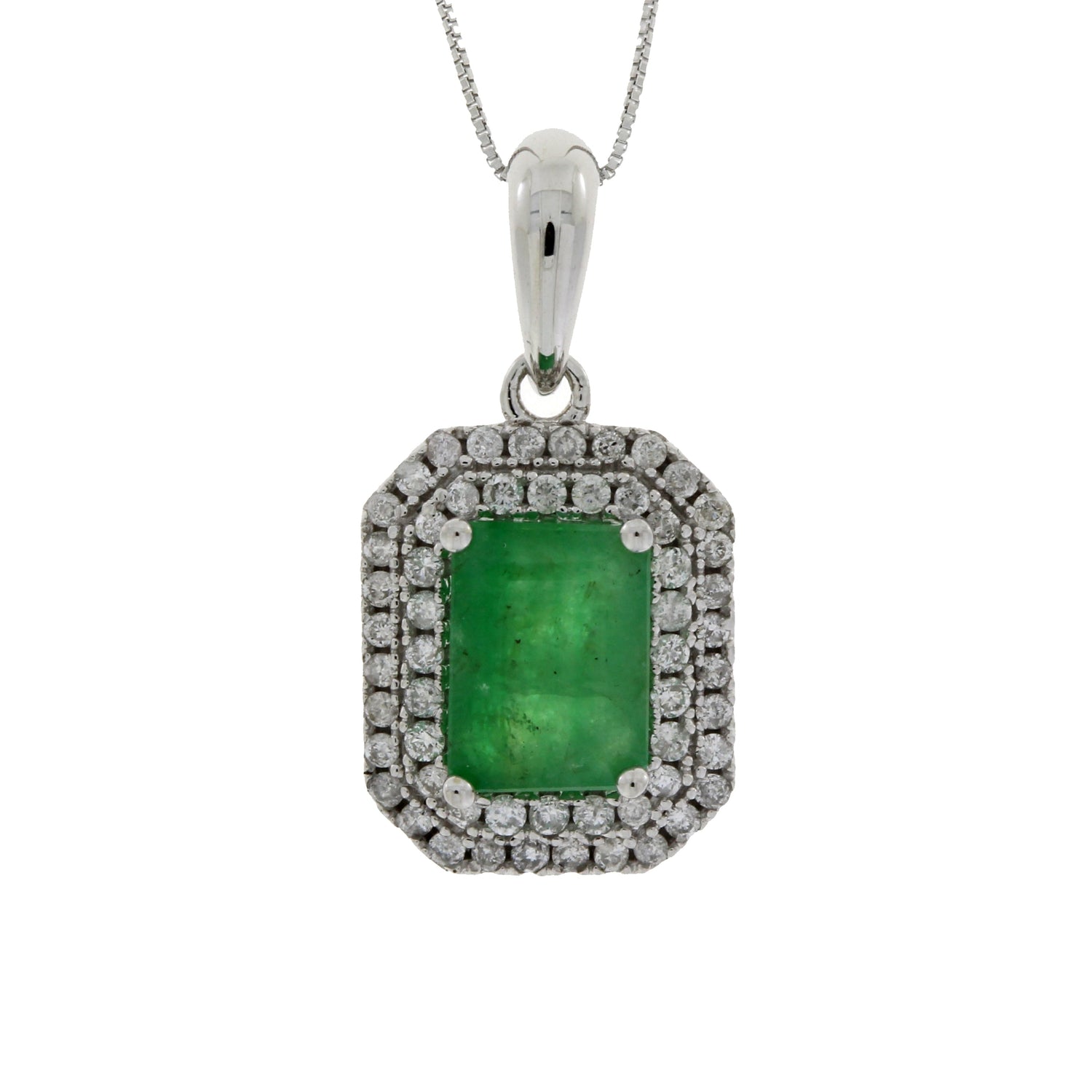 1.08ct Emerald Diamond Fashion Pendants 14KT White Gold by Bids.com