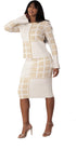 Ivory & Gold Geometric Knit Suit - 5342 by Tally Taylor