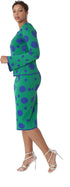 Kelly Green & Royal Blue Polka Dot Knit Suit -5343 by Tally Taylor