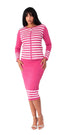 Pink & White Striped Knit Suit -5347 by Tally Taylor