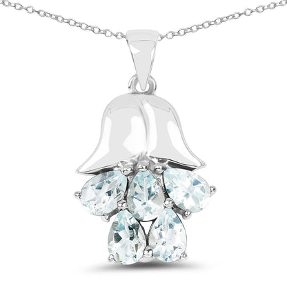 1.75 Carat Genuine Aquamarine .925 Sterling Silver Pendant  DestGlow