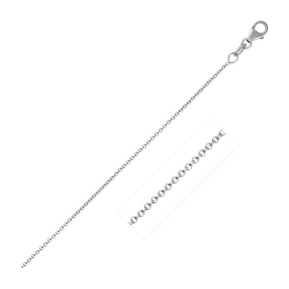 14k White Gold Round Cable Link Chain 1.1mm by Bids.com