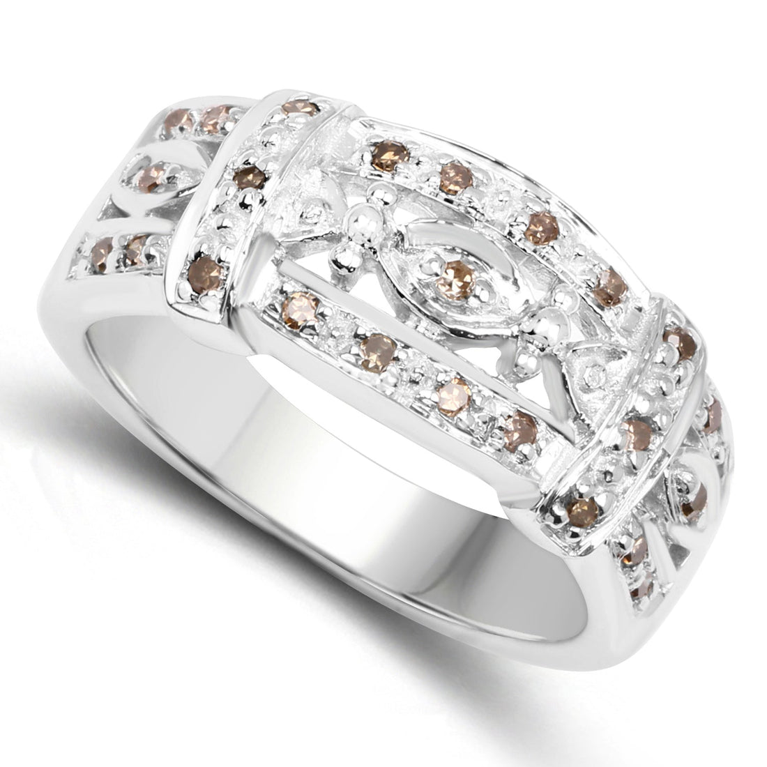 0.32 Carat Genuine Champagne Diamond .925 Sterling Silver Ring by Bids.com