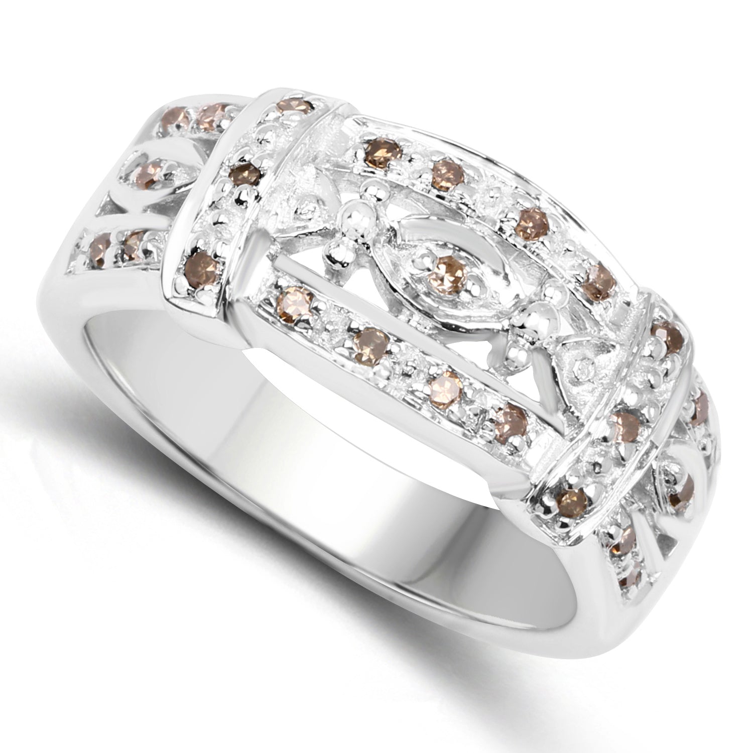 0.32 Carat Genuine Champagne Diamond .925 Sterling Silver Ring by Bids.com