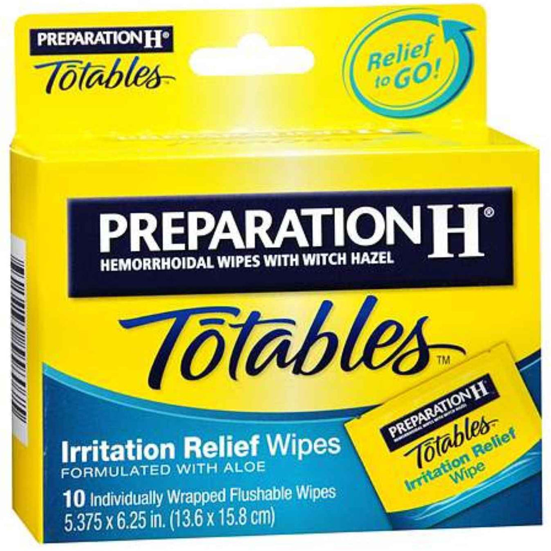Preparation H Hemorrhoidal Wipes With Aloe Max Strength Individually Wrapped 10Ct