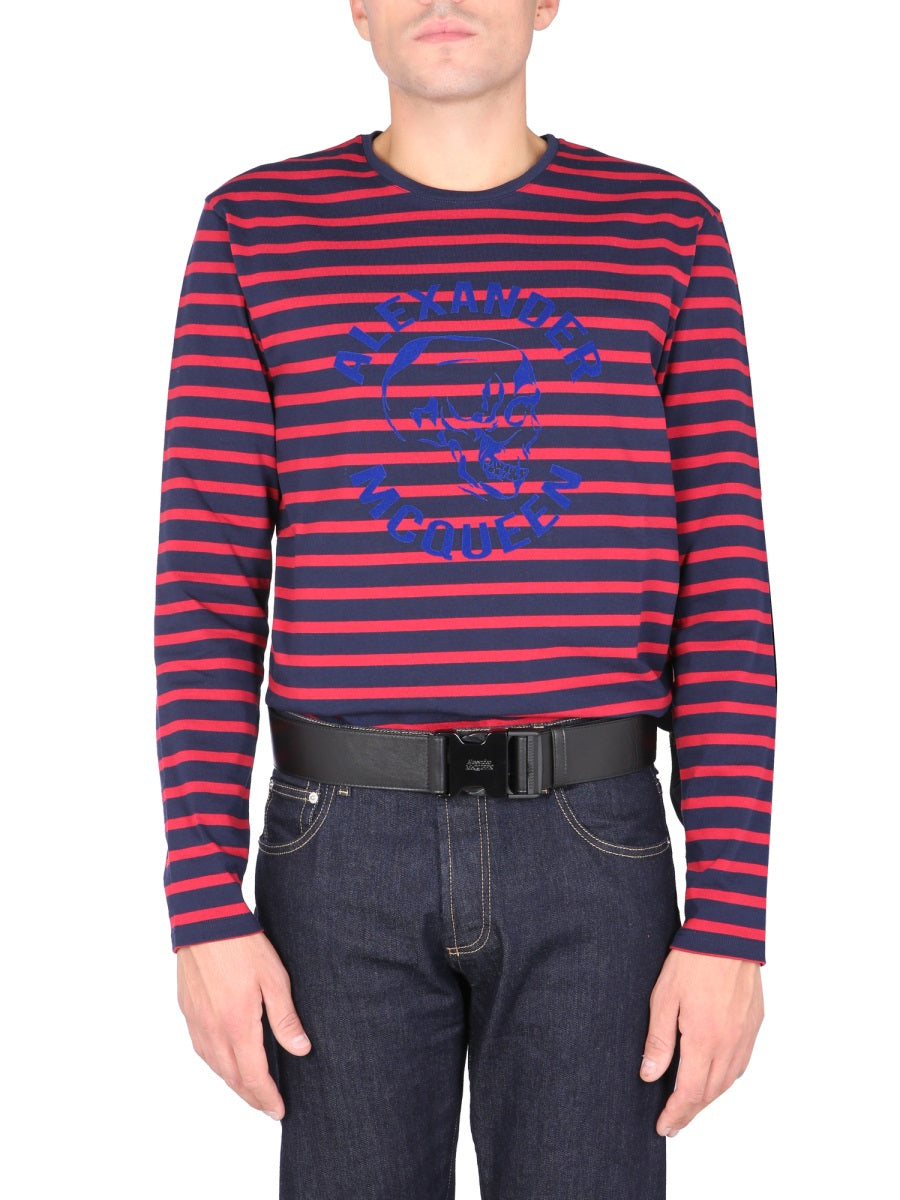 Alexander Mcqueen Men T-Shirt With Flocked Logo by Luosophy