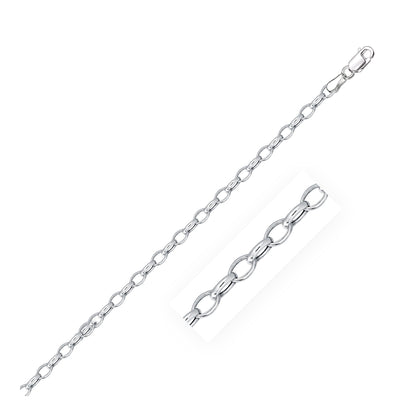 3.2mm 14k White Gold Oval Rolo Bracelet by Bids.com