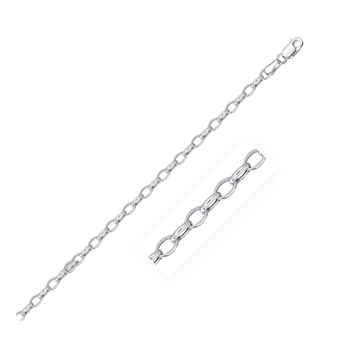 3.2mm 14k White Gold Oval Rolo Bracelet by Bids.com