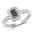 0.35 Carat Genuine Black Diamond and White Diamond .925 Sterling Silver Ring  DestGlow