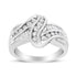 10K White Gold Ring 3/4 Cttw Round and Baguette-Cut Diamond Bypass Ring (H-I Color, I2-I3 Clarity) - Size 6 by Bids.com