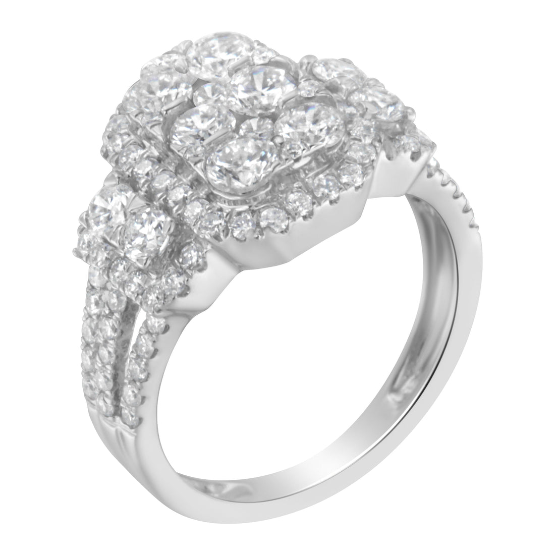 14K White Gold 2 1/4 Cttw Diamond Cocktail Cluster Ring (G-H Color, SI2-I1 Clarity) - Size 7 by Bids.com
