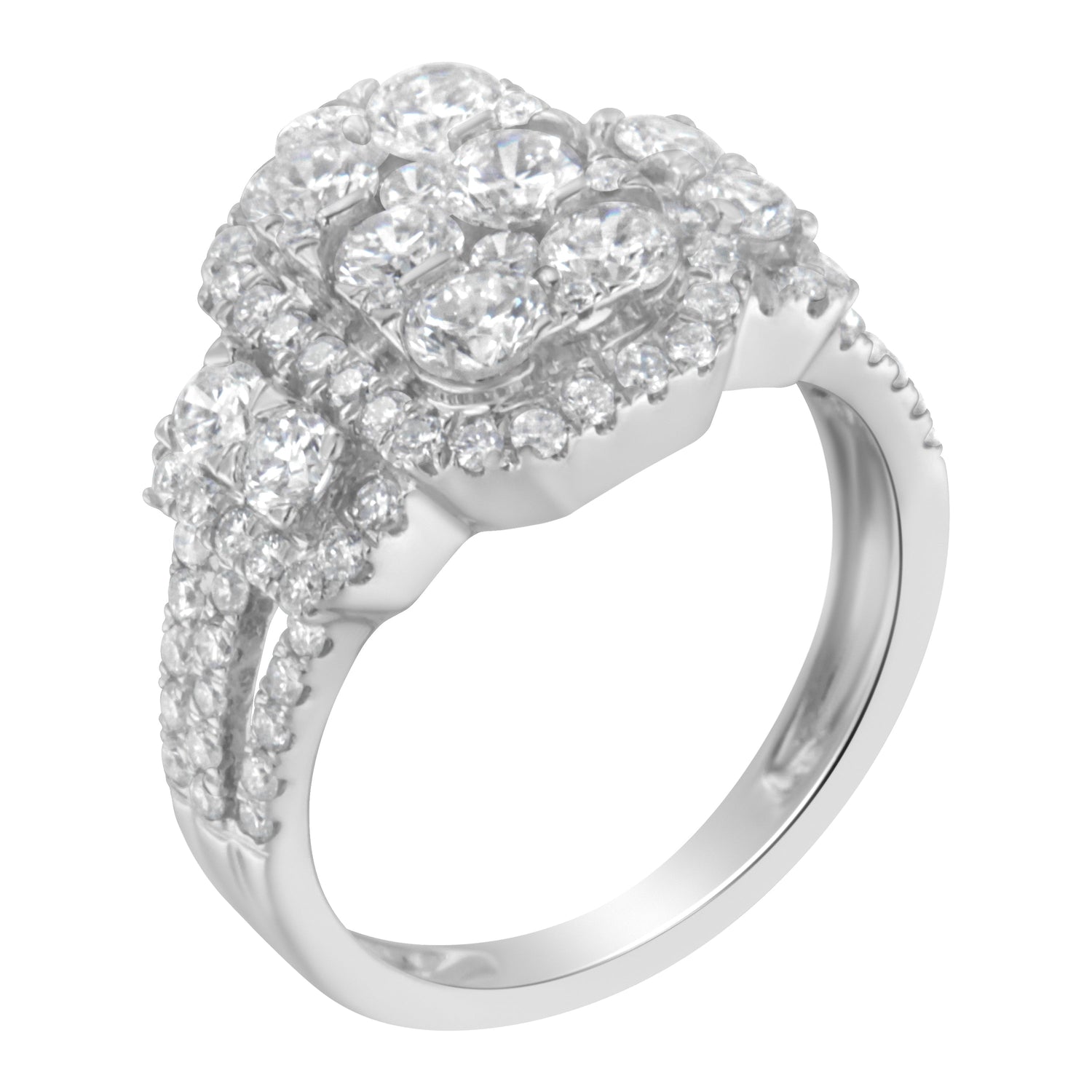 14K White Gold 2 1/4 Cttw Diamond Cocktail Cluster Ring (G-H Color, SI2-I1 Clarity) - Size 7 by Bids.com