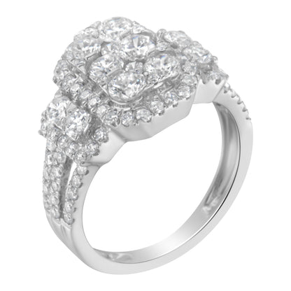 14K White Gold 2 1/4 Cttw Diamond Cocktail Cluster Ring (G-H Color, SI2-I1 Clarity) - Size 7 by Bids.com