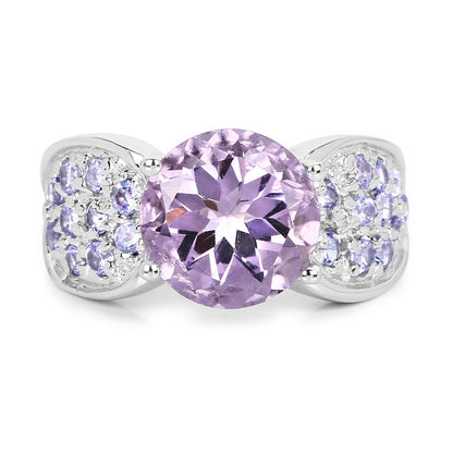 4.07 Carat Genuine Amethyst &amp; Tanzanite .925 Sterling Silver Ring by Bids.com
