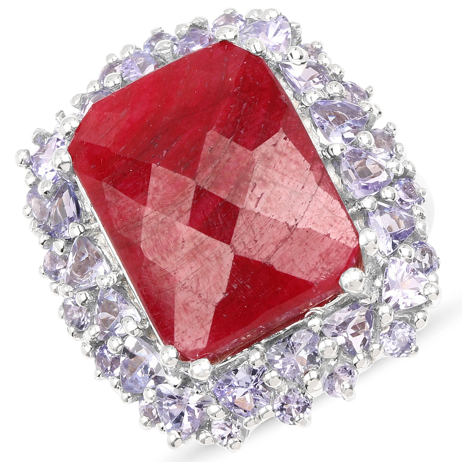 15.13 Carat Dyed Ruby &amp; Tanzanite .925 Sterling Silver Ring by Bids.com