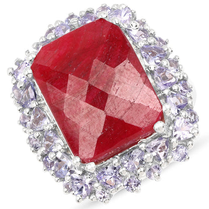 15.13 Carat Dyed Ruby &amp; Tanzanite .925 Sterling Silver Ring by Bids.com