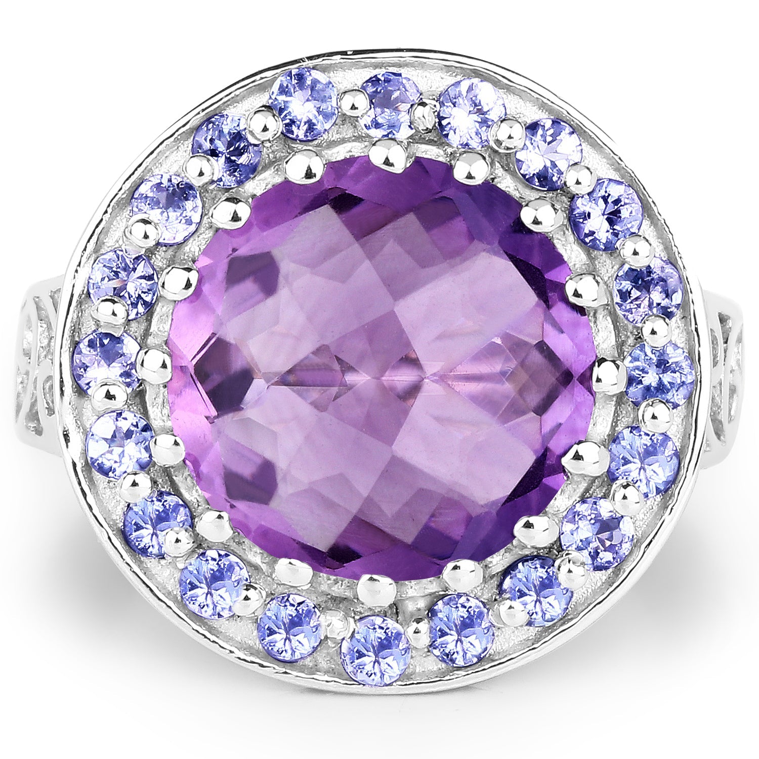 5.95 Carat Genuine Amethyst and Tanzanite .925 Sterling Silver Ring by Bids.com
