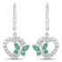 0.44 Carat Genuine Emerald and Created White Sapphire .925 Sterling Silver Earrings by Bids.com