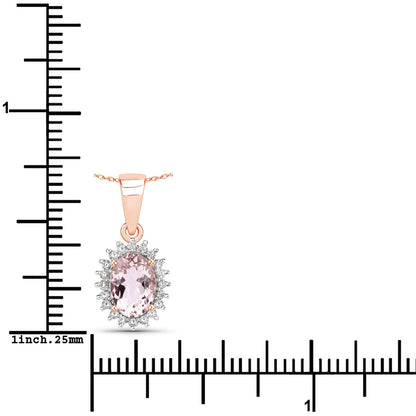 0.81 Carat Genuine Morganite and White Diamond 14K Rose Gold Pendant  DestGlow