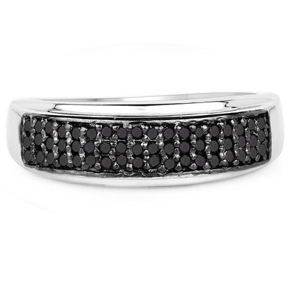 0.29 Carat Genuine Black Diamond .925 Sterling Silver Ring  DestGlow