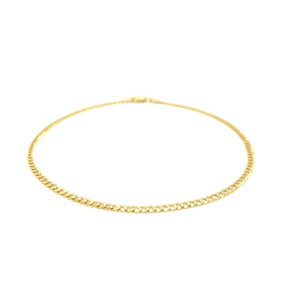 2.5mm 14k Yellow Gold Curb Link Anklet  DestGlow
