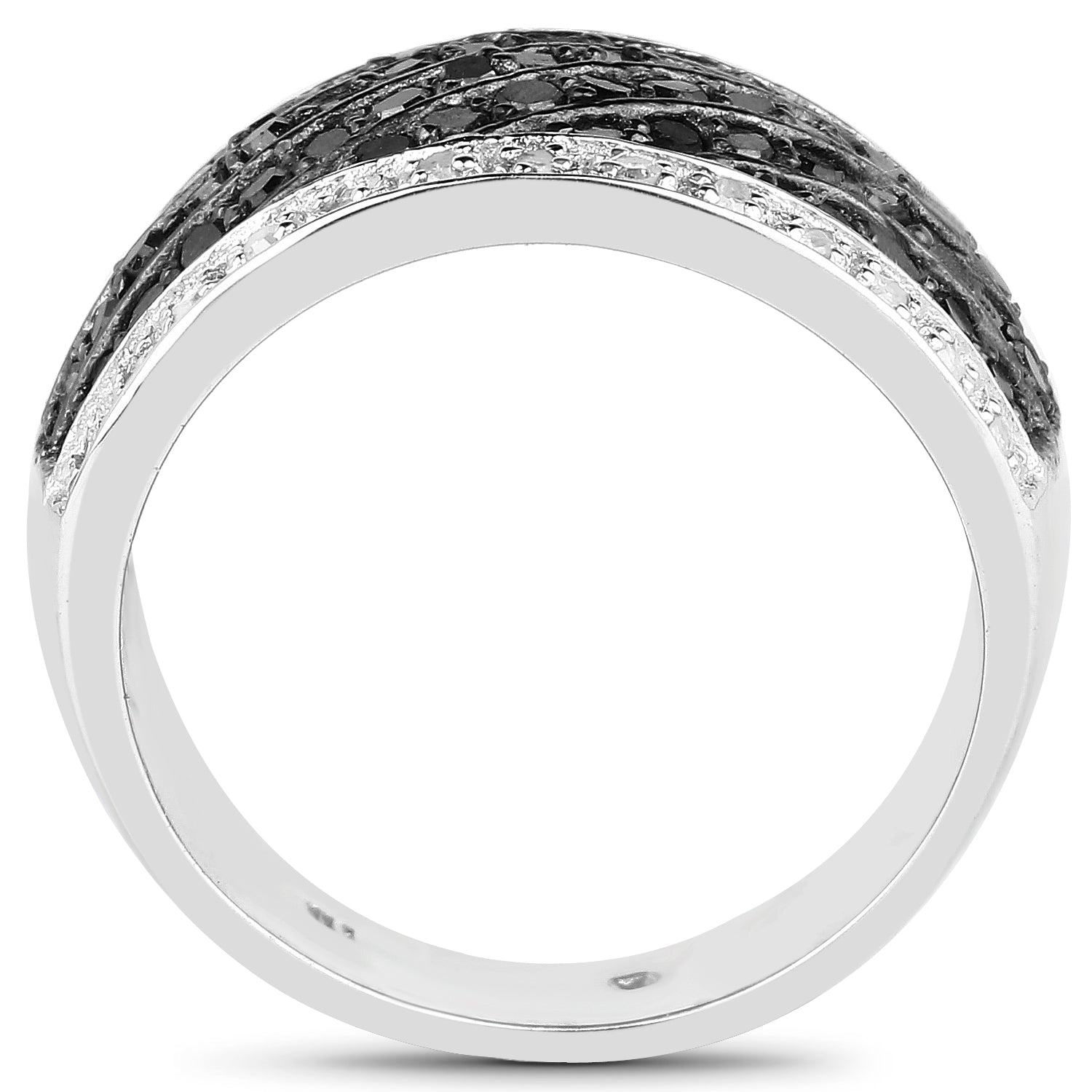 0.79 Carat Genuine Black Diamond and White Diamond .925 Sterling Silver Ring by Bids.com