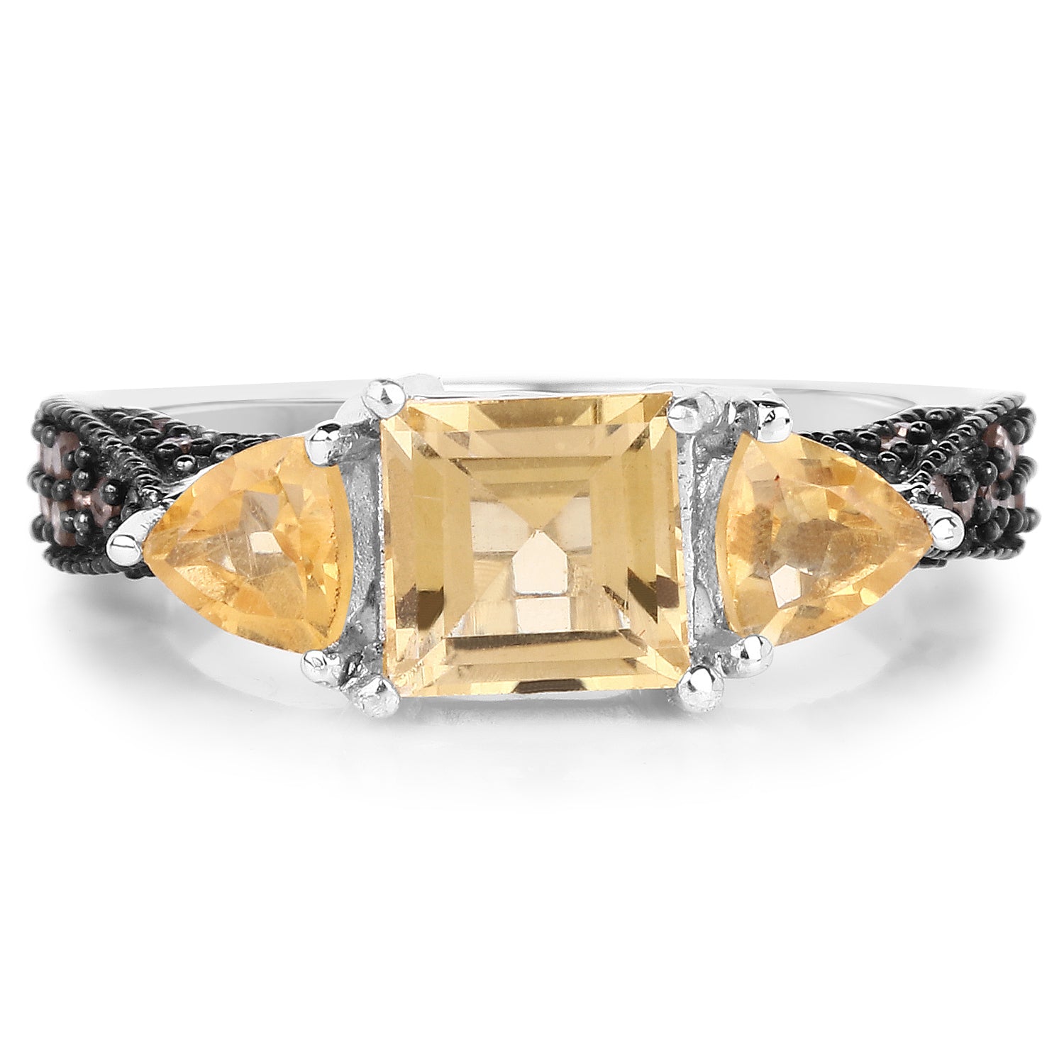 2.71 Carat Genuine Citrine and Champagne Diamond .925 Sterling Silver Ring by Bids.com
