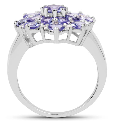 3.37 Carat Genuine Tanzanite and White Topaz .925 Sterling Silver Ring by Bids.com