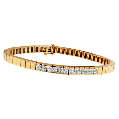14K Yellow Gold Princess Cut Diamond Banded Bracelet (1.00 cttw, G-H Color, VS1-VS2 Clarity) by Bids.com