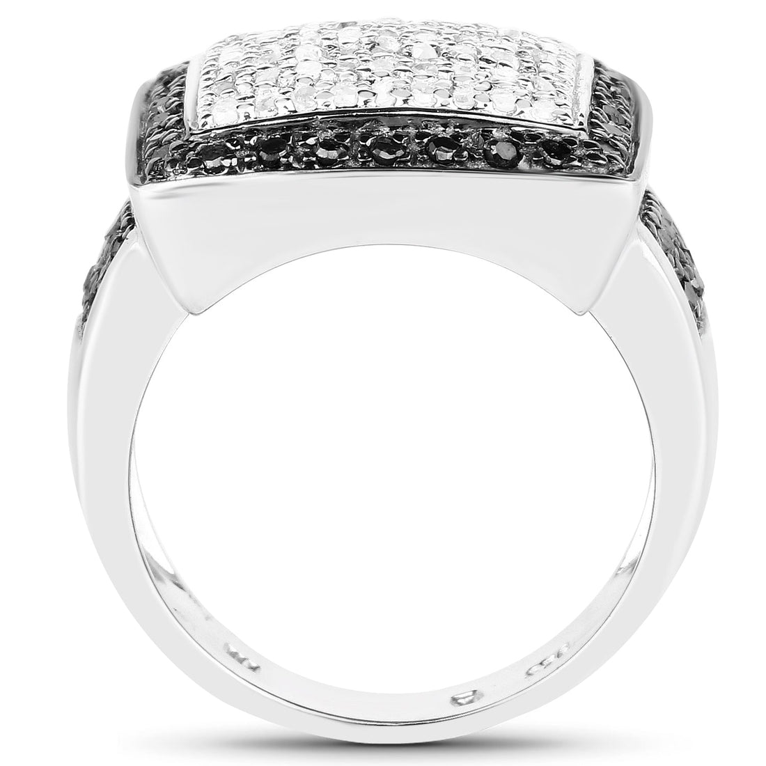 0.61 Carat Genuine Black Diamond and White Diamond .925 Sterling Silver Ring by Bids.com