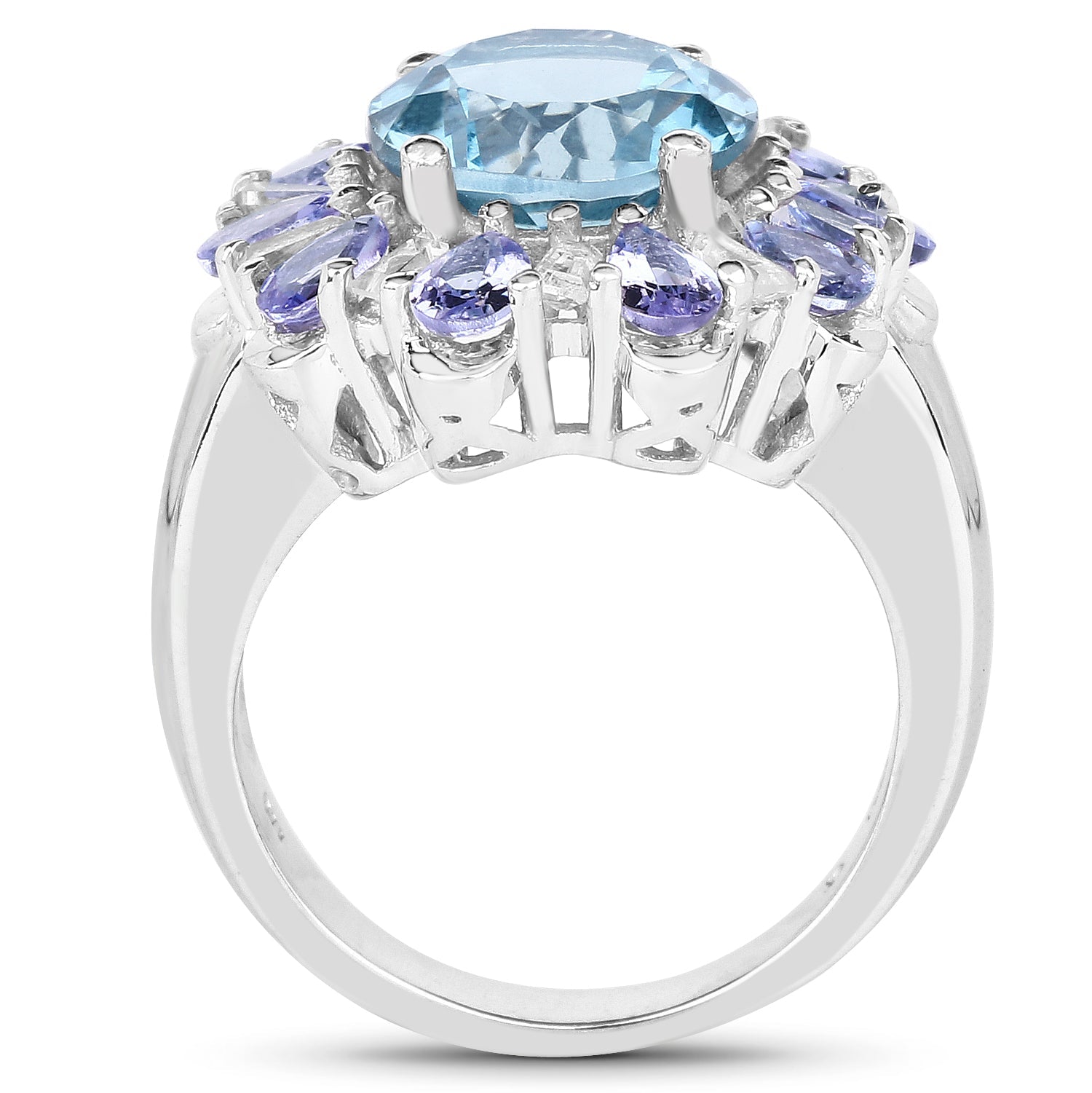 6.19 Carat Genuine London Blue Topaz, Tanzanite &amp; White Topaz .925 Sterling Silver Ring by Bids.com