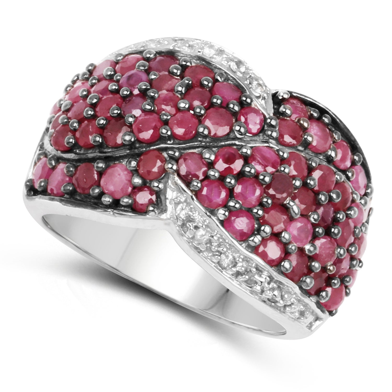 3.06 Carat Genuine Ruby &amp; White Topaz .925 Sterling Silver Ring by Bids.com