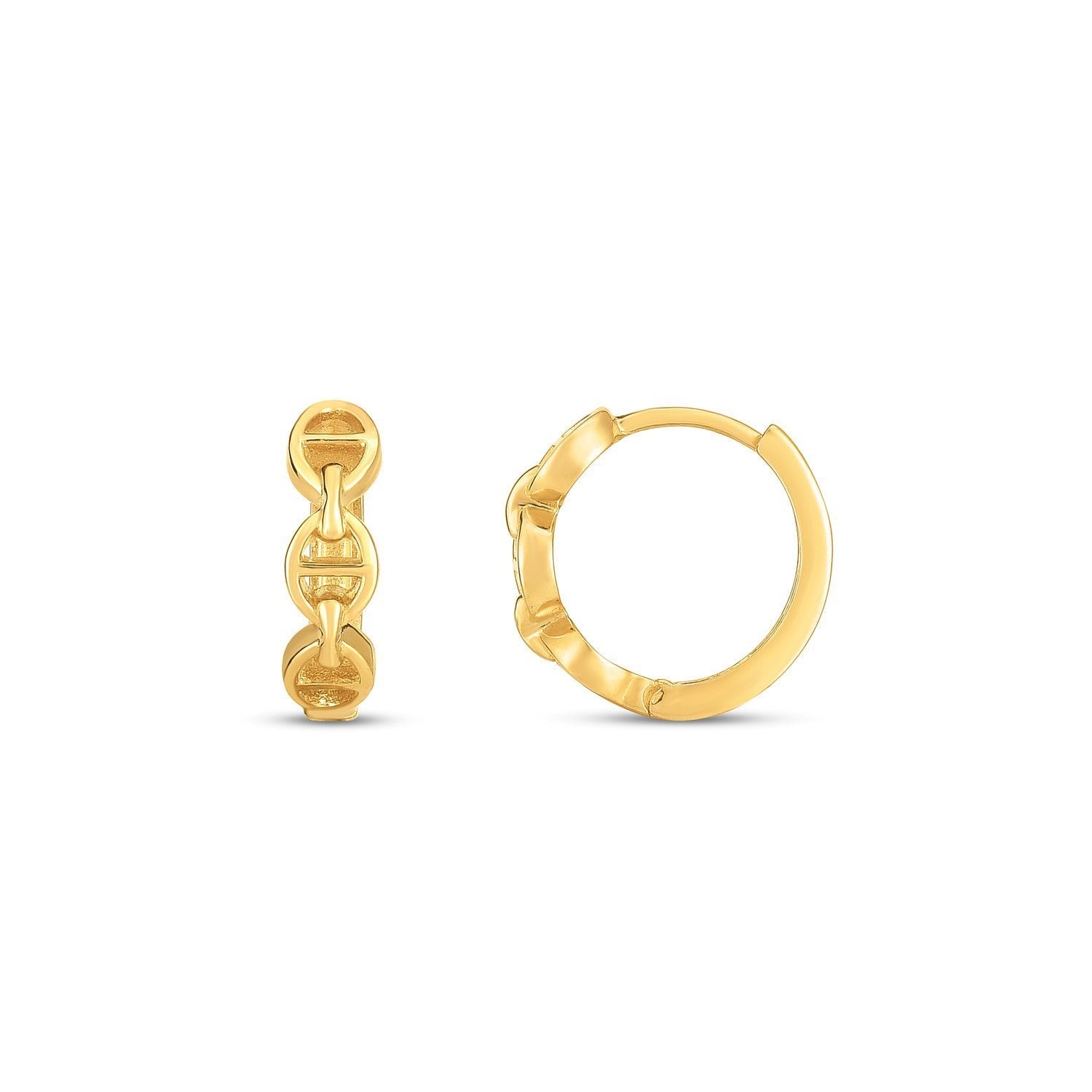 14k Yellow Gold Oval Mariner Huggies  DestGlow