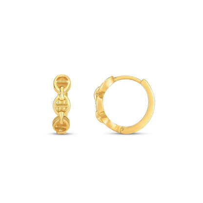 14k Yellow Gold Oval Mariner Huggies  DestGlow