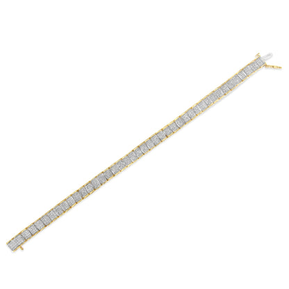 14K Yellow Gold 5.0 Cttw Invisible Set Princess-cut Diamond Buckle Link Tennis Bracelet (H-I Color, SI2-I1 Clarity) - Size 7.25" by Bids.com