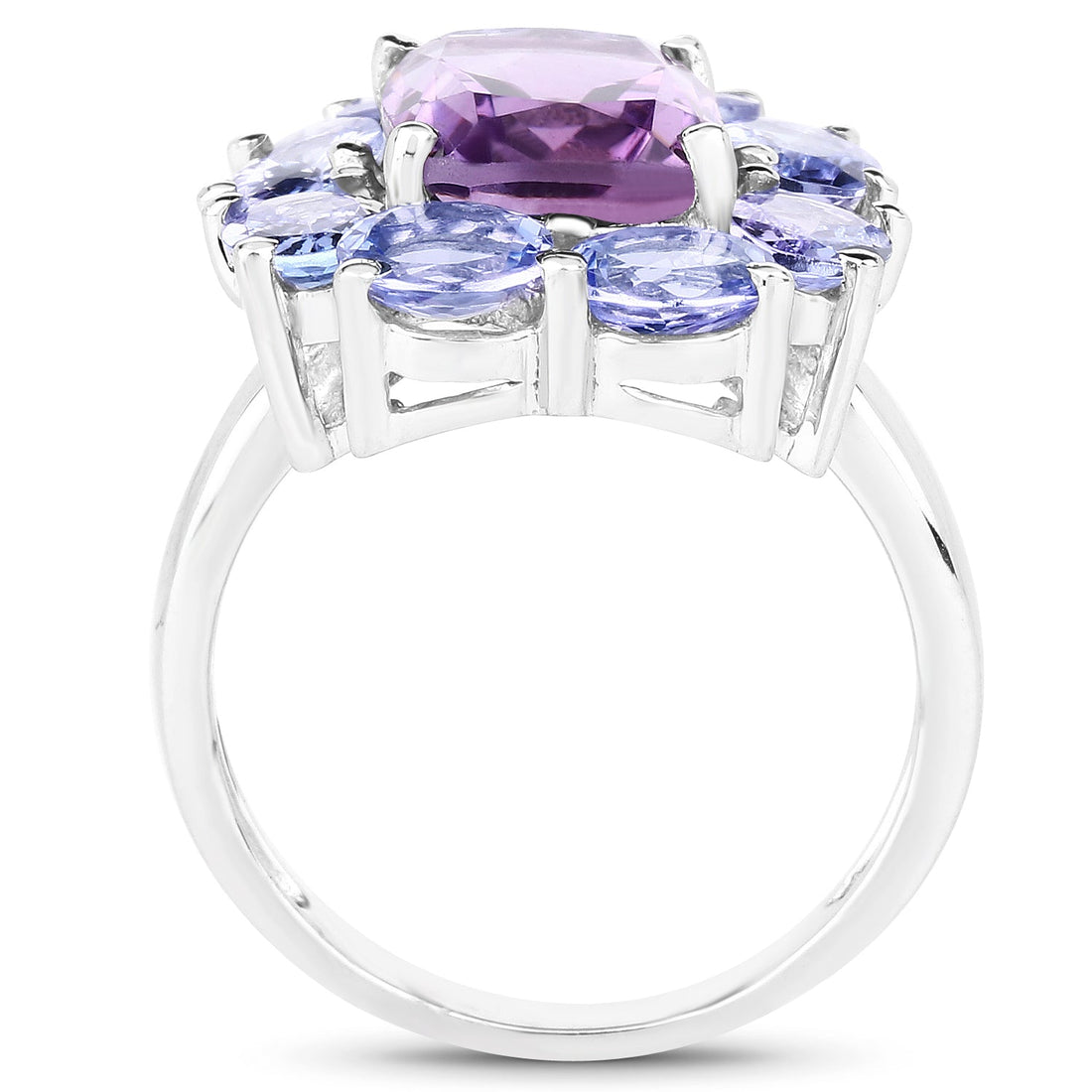 5.24 Carat Genuine Amethyst &amp; Tanzanite .925 Sterling Silver Ring by Bids.com