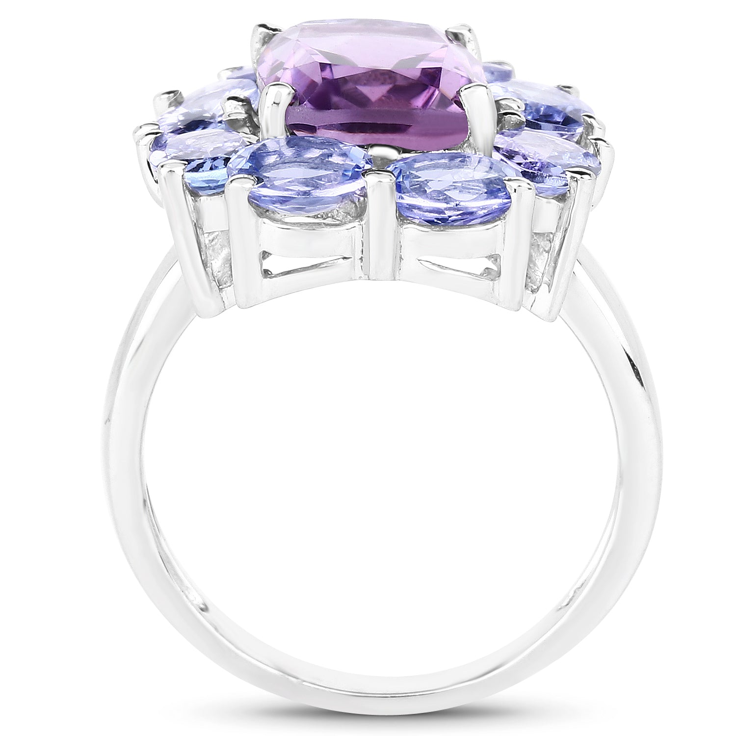 5.24 Carat Genuine Amethyst &amp; Tanzanite .925 Sterling Silver Ring by Bids.com