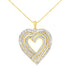 14K Yellow Gold Plated .925 Sterling Silver 1/4 Cttw Round and Baguette-Cut Diamond Composite Heart 18" Pendant Necklace (H-I Color, SI2-I1 Clarity) by Bids.com