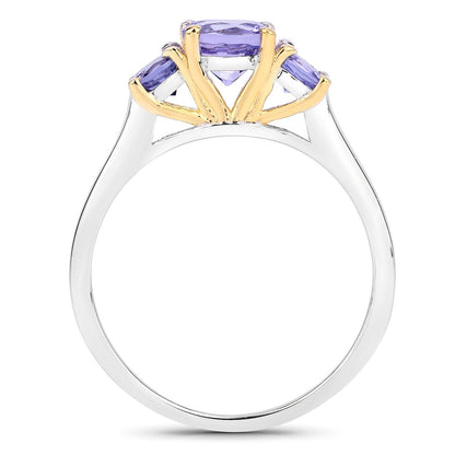 Two Tone Plated 1.07 Carat Genuine Tanzanite .925 Sterling Silver Ring by Bids.com