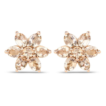 1.98 Carat Genuine Morganite 10K Rose Gold Earrings  DestGlow