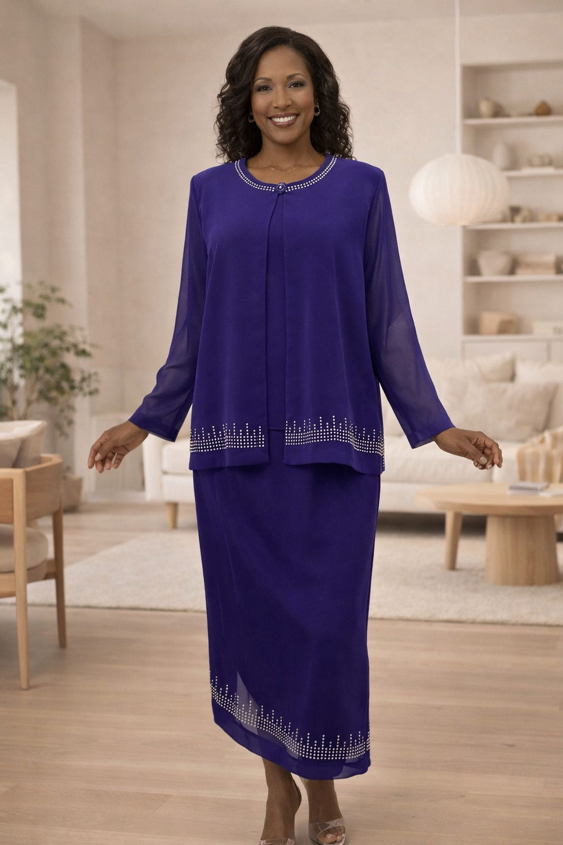 CLEARANCE - Hosanna Design 5505 Modest 3-Piece Tea Length Dress Set (Size 4XL) by DiscountDressShop