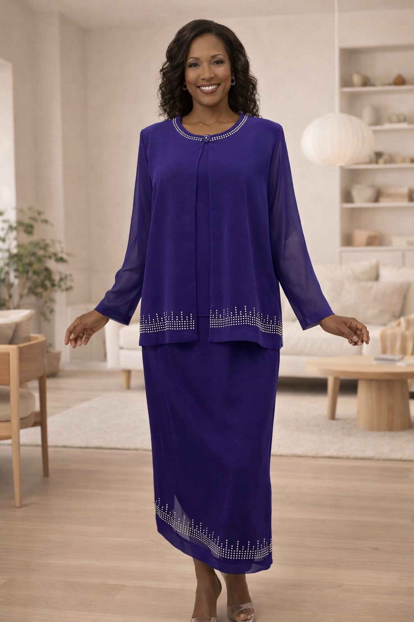 CLEARANCE - Hosanna Design 5505 Modest 3-Piece Tea Length Dress Set (Size 4XL) by DiscountDressShop