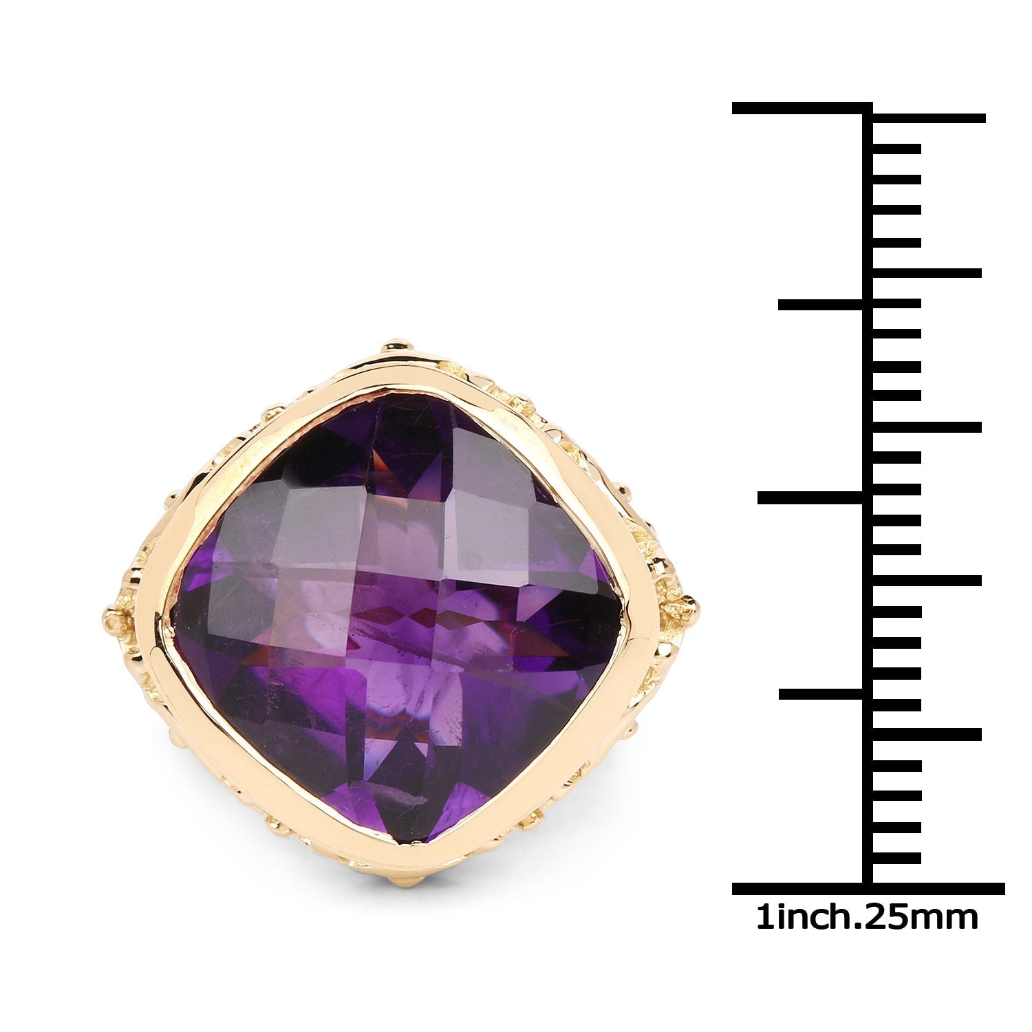 14K Yellow Gold Plated 8.40 Carat Genuine Amethyst .925 Sterling Silver Ring  DestGlow
