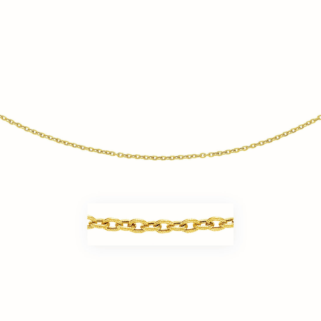 3.5mm 14k Yellow Gold Pendant Chain with Textured Links  DestGlow