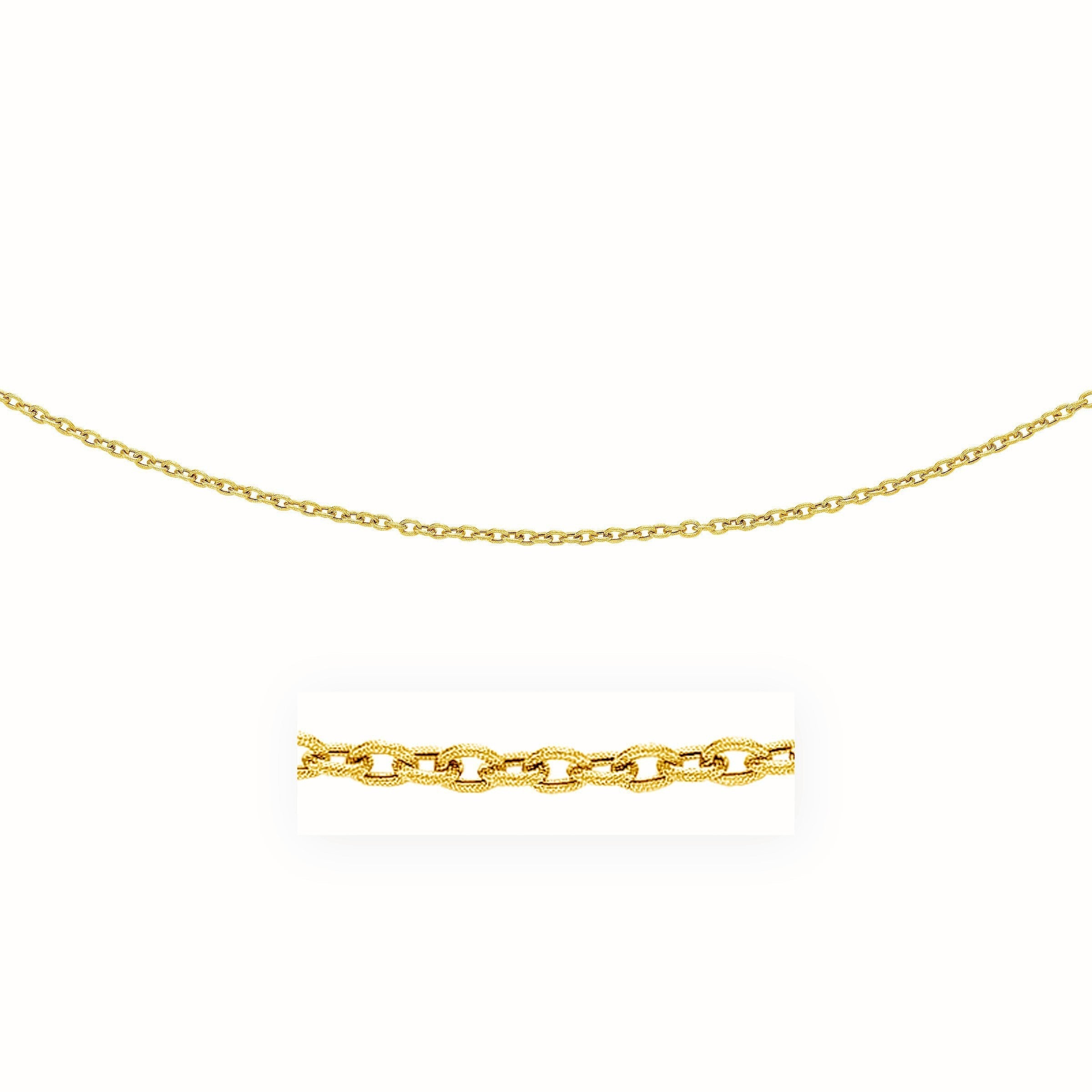 3.5mm 14k Yellow Gold Pendant Chain with Textured Links  DestGlow