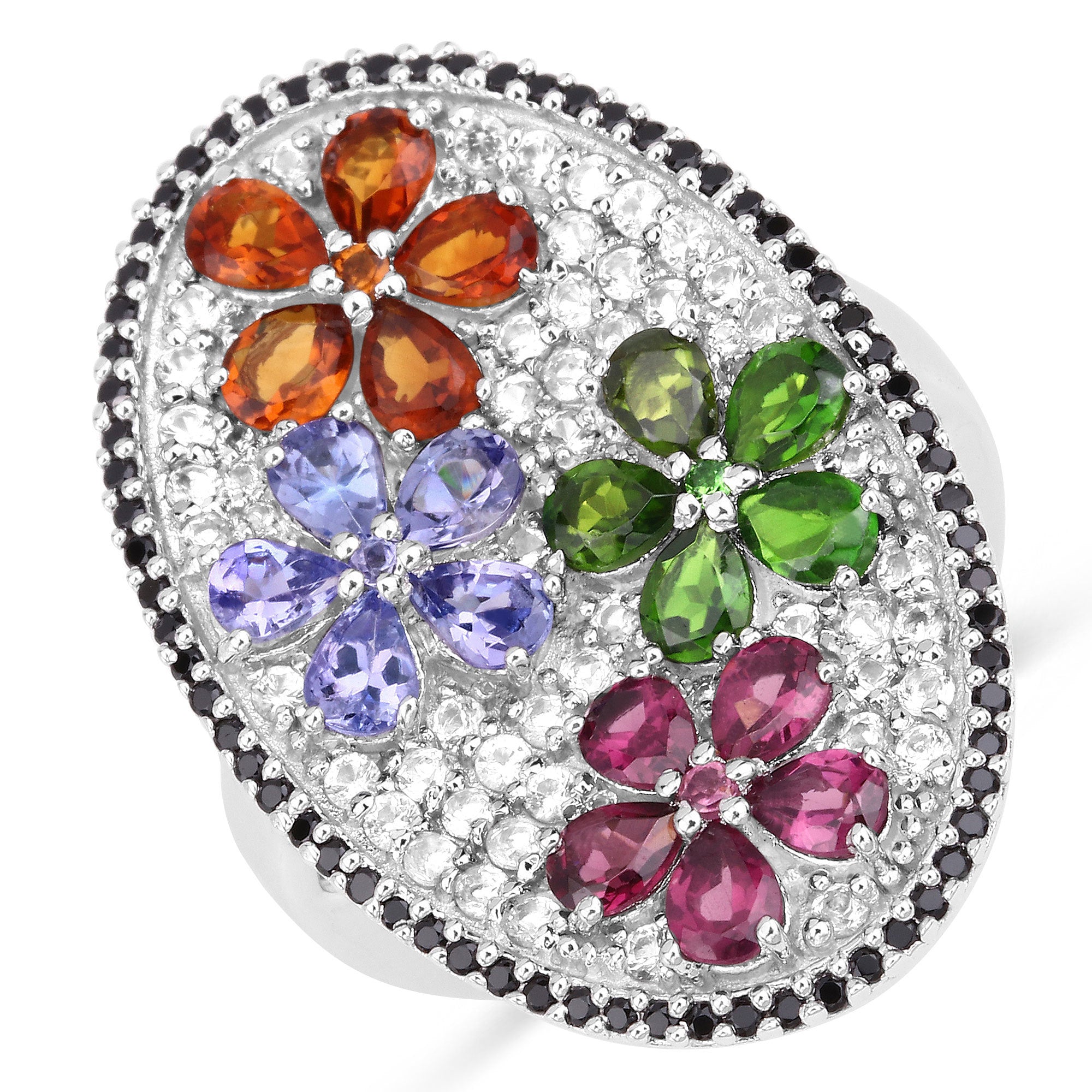 5.01 Carat Genuine Multi Stones .925 Sterling Silver Ring by Bids.com