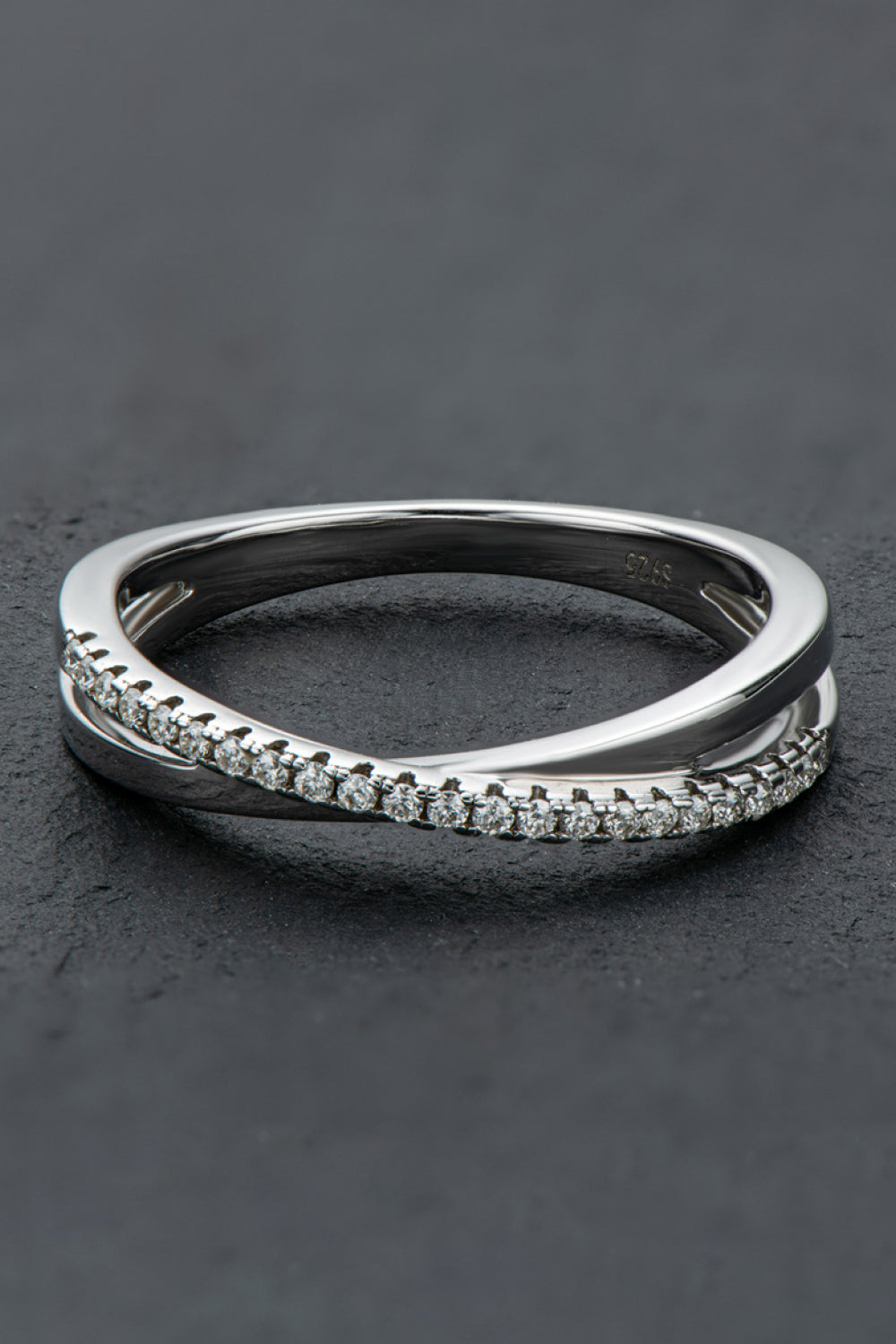 Platinum Over Pure Sterling Silver Crisscross Sparkala™ Ring by Sparkala