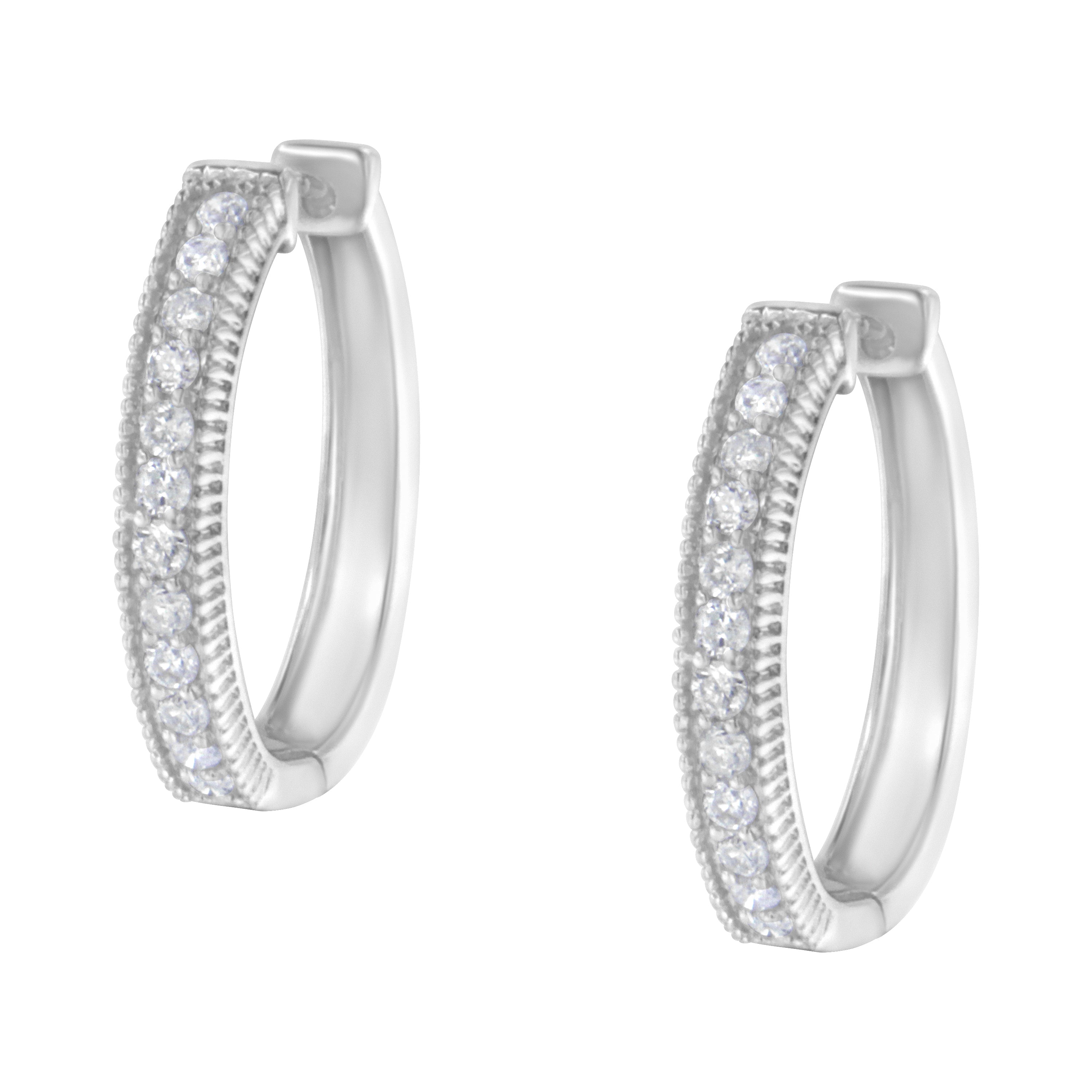 10KT White Gold Diamond Hoop Earring (1.00 cttw, H-I Color, I1-I2 Clarity) by Bids.com