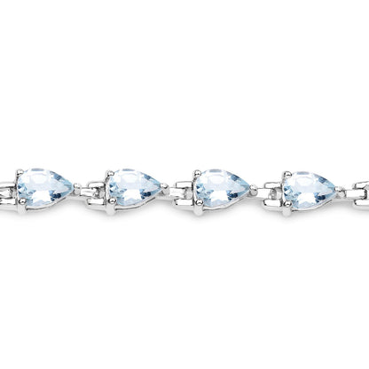 7.00 Carat Genuine Aquamarine .925 Sterling Silver Bracelet  DestGlow